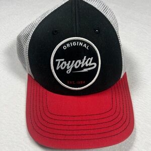 Vintage Inspired Toyota Racing Trucker Hat Strap Back Red Black Unisex One Size
